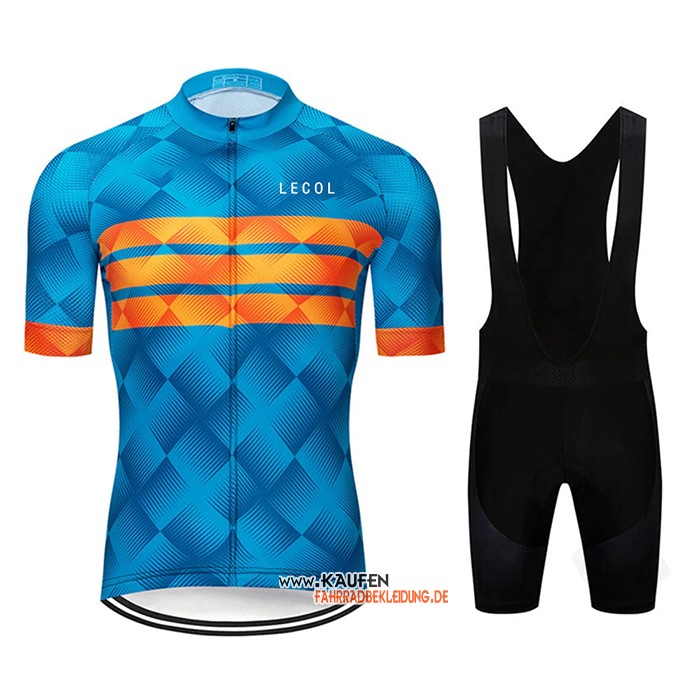 Le Col Kurzarmtrikot 2020 und Kurze Tragerhose Blau Orange